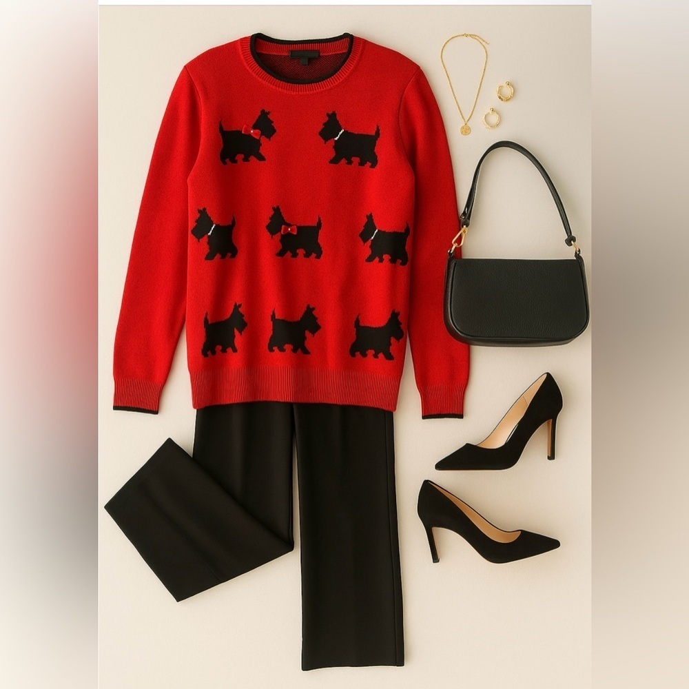 Calligraphie Red and Black Sweater